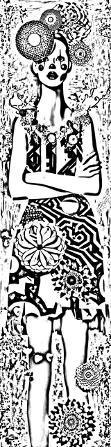 Free colorable bookmarks of a clown with arms crossed